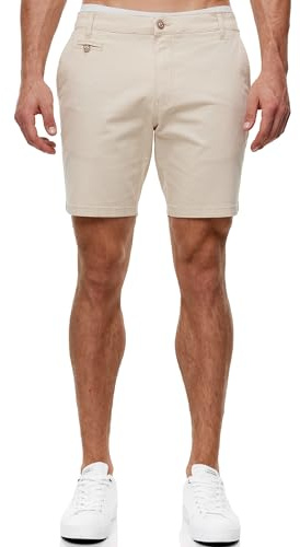Indicode Herren INSylvester Chino Shorts mit 4 Taschen aus 98% Baumwolle | Bermuda Sommershorts für Männer Fog, XL