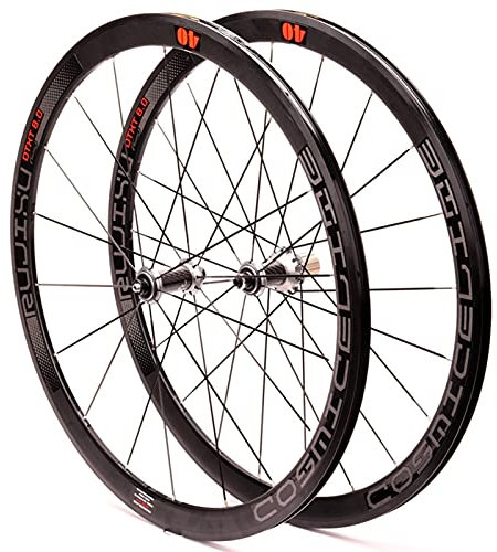 FFFHYIZH 700c Rennrad-Laufradsatz, Carbon-Nabe, 18/21 Löcher, 40 mm Felge, V-Bremse, Schnellspanner-Radsatz für 7, 8, 9, 10, 11-Gang-Kassette, 1900 g