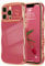 LCHULLE for iPhone 13 Pro Max Case for Women Girls,Cute Curly Wave Frame Shape Love Heart Pattern Phone Case,Raised Camera Protection Plating Shockproof Cover for iPhone 13 Pro Max 6.7,Faint Red