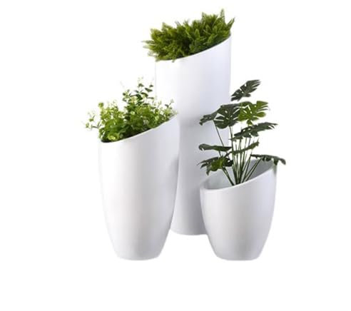 Hhmmei2024-23 Macetas Macetero de Fibra de Vidrio, combinación Decorativa Simple y Moderna, Recipiente de Flores con Boca Inclinada, Centro Comercial, Suelo Exterior, Adorno Grande Jardineras