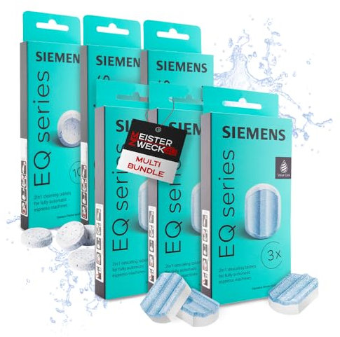 MEISTERZWECK4U 30x Reinigungstabletten & 9x Entkalkungstabletten, kompatibel mit Siemens EQ Series Kaffeevollautomaten - Reinigung Kaffeeautomat - Entfernt Kaffeeöle aus der Brüheinheit, entfernt Kalk