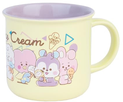 Grupo Erik Tasse Kaffeetasse BT21 Ice Cream Premium Kaffeebecher - Teetasse Größe 8,7 cm x 9,5 cm - Fassungsvermögen 380 ml - Offizielles BT21 Fanartikel