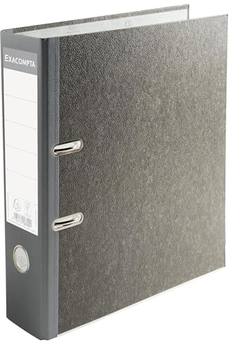 Exacompta - Ref. 53709E - Karton mit 20 Aktenordnern, Marmorpapier, grau, Rücken 80 mm, Mechanik 80 mm, Außenmaße: 32 x 29 cm, A4-Format, Grau, Rücken grau