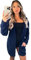 Stylish Doll Women’s Long Sleeve Knit Open Front Button Top Chunky Aran Cable Plus Size Grandad Knitted Cardigan Ladies Casual Sweater Winter Jumper (Navy, UK 12-14)