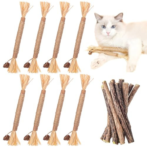 UZSUZZ Bastoncini Erba Gatta per Gatti 15 Naturale Matatabi Bastoncini Per Gatti 8 Giocattolo Catnip per la Cura Dentale, Bastoncini Da Masticare,Adatto a Tutti i Gatti e Gattini 