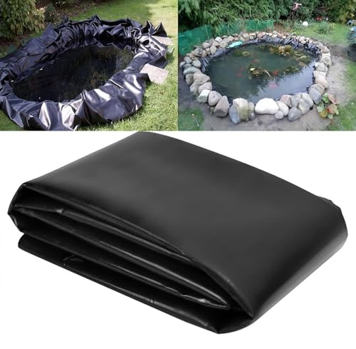 Dnowegas Revestimiento de Estanque Negro de PVC, HDPE Lona para Estanque Duradero, Pond Liner Lámina Estanque Flexible para Peces de Estanques, Fuentes, Jardines Acuáticos y Cascadas