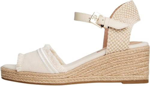 Tommy Hilfiger Damen Wedge Espadrilles Fringe Canvas mit Keilabsatz, Elfenbein (Muslin), 40
