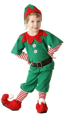 Costume da Elfo di Natale per Bambini Adulti, Natale Set Famiglia Costumi Bambino Costume da Elfo Vestito da Elfo Verde per Bambini Costume da Festa di Carnevale di Buon Natale Genitori-Figli