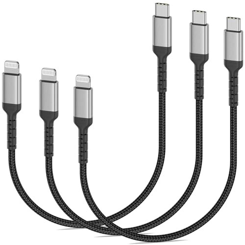 ULIFTUS USB C Lightning Cable Short[0.3M, 3Pack], Braided 30CM USB C iPhone Cable MFi Certified Type C to Lightning Lead PD Fast Charging Cord Compatible for iPhone 14 13 12 11 X XR