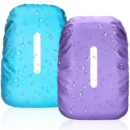 2 Pezzi Coprizaino Impermeabile con Strisce Riflettenti, Parapioggia per Copri Zaino, Antipioggia Coprizaino Trekking Impermeabile, Copertura Zaino Antipioggia per Trekking, Viaggio, 40L-50L