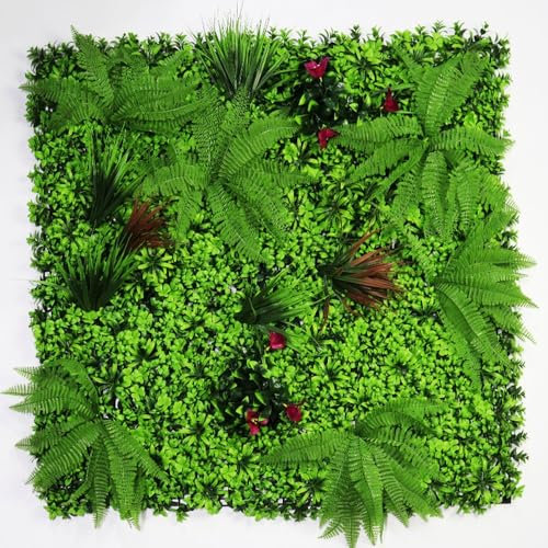 HNGKGJBL Artificial Boxwood Roll Panels, 40x 40(100 x 100 CM) UV-Anti Faux Ivy Leaves Privacy Fence Screen Grass Wall Roll Panels for Indoor Home Decor and Outdoor Garden Backyard(#EE)