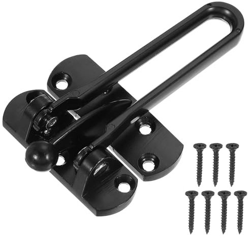 PATIKIL Door Chain Lock, 1 Pcs Door Swing Bar Lock for Home Security Front Doors and Inside Doors with 7 Pcs Screws for Home Bedroom Hotel Apartment, Matte Black