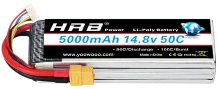 STASRC HRB Batterie Lipo 4S 5000 mAh 14,8 V 50C XT60 Plug RC Lipo Batterie compatible avec hélicoptère RC Avion Voiture Bateau Camion