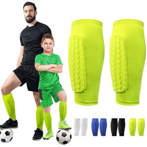 LUKIUP Schienbeinschoner Fußball Herren, XS/S/M/L chienbeinschoner Kinder Erwachsener Fussball, Breathable & Non-Slip Shin Pads Football Geeignet für Erwachsene und Kinder(Grün)