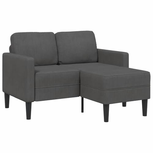 ULUYYUC Jugendsofa Big Sofa Küchensofa Sitzecke Wohnzimmer - 2-Sitzer-Sofa mit Chaiselongue L-Form Dunkelgrau 125 cm Leinen für Jugendzimmer Esszimmer Schlafzimmer Küche