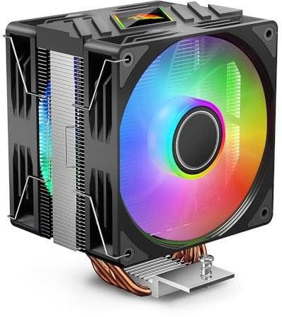 Jungle Leopard K400PRO Coloré LED 4 tuyaux de chaleur CPU Refroidisseur avec Deux 4-Pin PWM 800-1800RPM Calme Ventilateurs pour Intel LGA 2011/115X/1200/1366/1700/1851 (Noir)