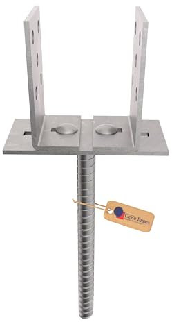GeZu Impex Adjustable U Post Support 400 mm Electroplated Zinc Coated Set of 4 U Shape Concrete In Post Support Width Adjustable Rod Anchor Bracket U Type Fence Foot Anchor