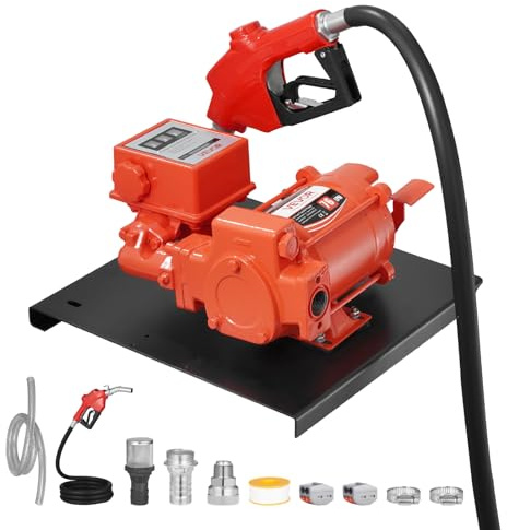 VEVOR Pompa Elettrica di Trasferimento Carburante 230 V, 76 L/min, Altezza di Aspirazione Massima 3 m, con Misuratore, Ugello Carburante con Spegnimento Automatico e Tubo di Scarico