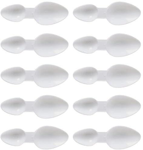 10Pcs Double-Sided Plastic Spoon 2.5ml/5ml, Reusable Measuring Scoops for Home and Office Use, Spoons for Measuring Medicine Cereal Coffee Milk Detergent Powders (White)