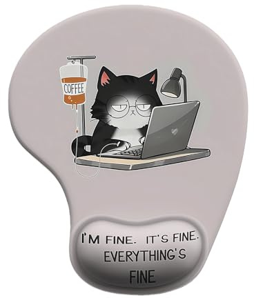 Lirynox Mouse Mat Wrist Support Ergonomic Gel Mouse Pad with Wrist Rest Cute Cat Mouse Mat with Non-slip Anti Slip Rubber Base Cat Mat for Computer Laptop Office Home and Travel
