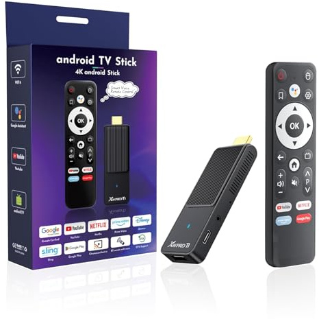 Android TV Stick 14.0, Ultra 4K HD Android Box Smart TV Stick con telecomando vocale 2GB RAM 16GB ROM Chip RK3518 Dual WiFi 6 2.4 e 5.8 Bluetooth 5.0 HDR10 Supporto Video e Audio Nero 2026 NUOVO