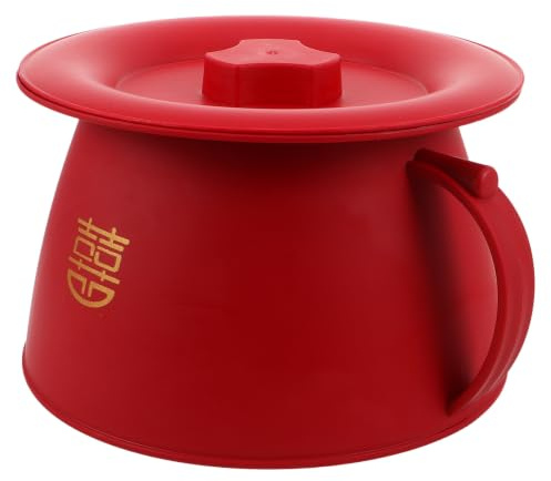 Beaupretty Pot de Chambre Bébé en Plastique Rouge avec Couvercle et Brosse, Forme Adaptée aux Garçon et Filles, Facile à Nettoyer, Antiretournement, pour Apprentissage Propreté et Usage