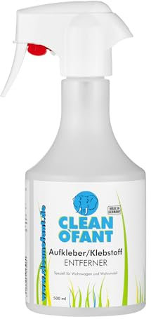 CLEANOFANT Aufkleber + Klebstoff-ENTFERNER 500 ml Spray - Entfernen von Klebstoffresten, Dichtstoffen, Silikonöl. Lösen von Aufkleber, Folie, Etikett. für Lack, Metall, Kunststoff, Glas