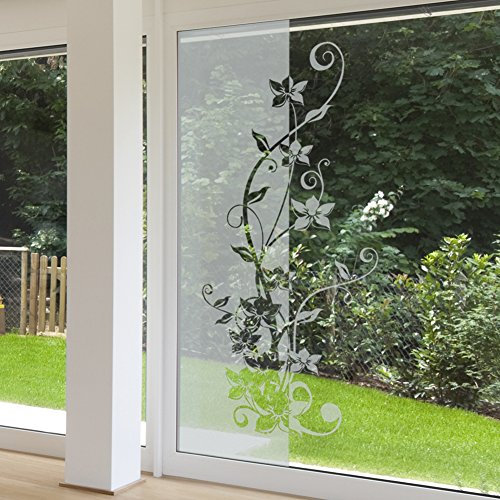 Wandkings Milchglasfolie Blumenranke 199 x 74 cm (H x B) für Fenster, Glastüren, Duschen & mehr