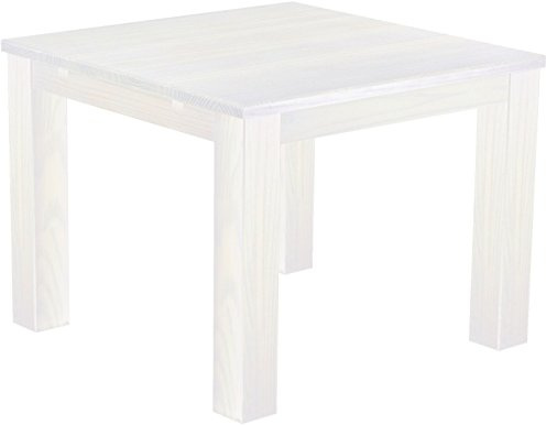 B.R.A.S.I.L.-Möbel Esstisch Rio Classico 100x100 cm Pinie Weiß Holz Pinie Massivholz Esszimmertisch Echtholz ausziehbar vorgerichtet für Ansteckplatten