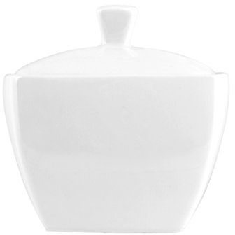 H&H 7299585 Pengo Porcellana Zuccheriera, Square, Bianco