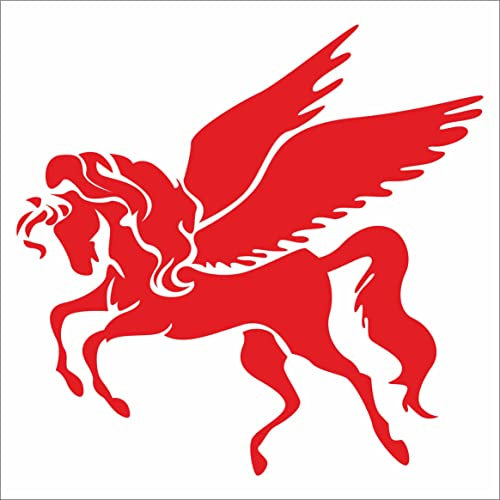 INDIGOS UG Auto Aufkleber Pegasus Winged Pferd rot - 91mmx88mm - Autoaufkleber - Tuning - Sticker - Heckscheibe - Fahrrad - Motorrad - UV beständig