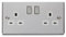 Click deco polished chrome VPCH536WH 13A 2 Gang DP Switched Socket white insert