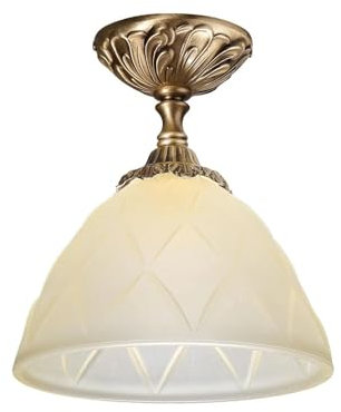 Licht-Erlebnisse Premium Deckenlampe Messing Glas in Bronze Orange Flur Wohnzimmer H:21,5 cm E14 Jugendstil blendarme Deckenleuchte Esstisch ELISA