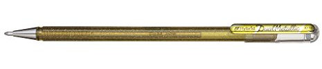 Pentel K110-DXX Dual Metallic Hybrid Dual Metallic Gelroller, Glitzer Gel, 1 Stück, gold 2 verschiedene Farb-Effekte auf hellem/dunklem Papier gold+metallic gold