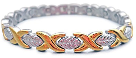 XOX Retro Design bicolor Edelstahl Gliederarmband Magnetarmband elegant massiv Energetix 4you 80062 Größe XS bis XXL