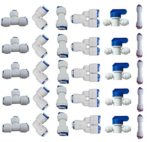 Lemoy 1/4 OD Quick Connect Push In to Connect Water Tube Fitting for RO Reverse Osmosis Water Filter Fittings Pack of 30