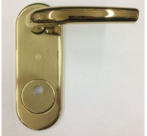Kit COMO SECUREME PLACACA + MANILLA Latón pulido individual para puerta blindada Q8 orificio cilindro preparado para POMO 1 ud.