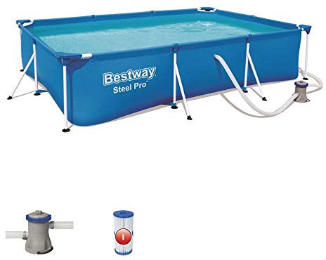Bestway Steel Pro - Piscina rectangular (3 x 2,0 x 1 x 66 cm, incluye bomba de filtración)
