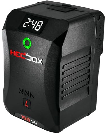 HEDBOX Nina L Smart Mini Gold Mount Battery 150Wh / 10050mAh Low Capacity Alarm OLED Display with Dual D-Tap Quick Charge Type-C PD 65W and Type-A for Cameras, Camcorders, Monitors