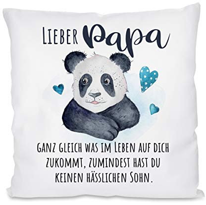 Herzbotschaft Kissen mit Motiv - Lieber Papa, ganz gleich was im Leben auf Dich zukommt...(Sohn)
