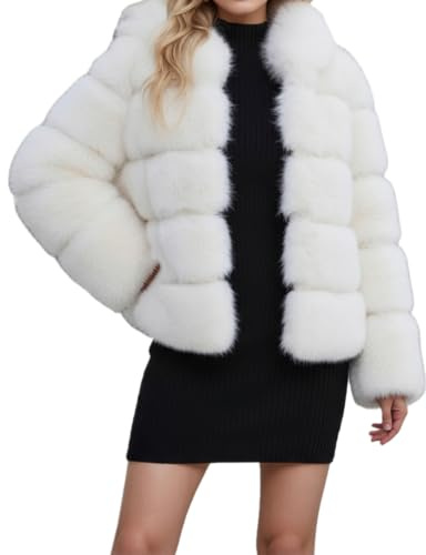 Lisa Colly Damen Damen Kunstpelz Mantel Jacke Damenmantel aus Kunstpelz (1er Pack)