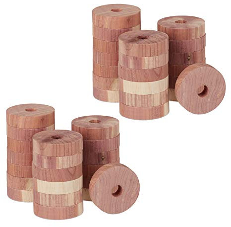 Relaxdays Mottenschutz aus Zedernholz, 20 Ringe für Kleiderschrank, Langzeit, natürliches Mottenmittel, D: 4 cm, natur