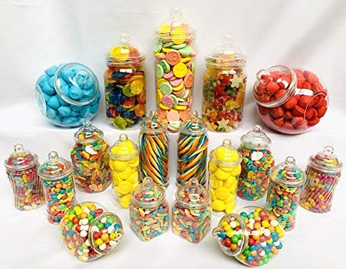 Truly Sweet Candy 19 tarros de plástico vacíos para dulces retro victorianos para fiesta de buffet de dulces