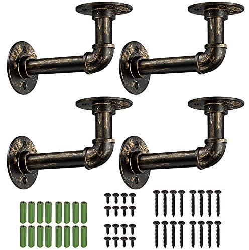 Regal Halterungen, Tanice 4 Stück Rohr Regalhalterungen industrielles Regal Vintage Wandmontage schwebende Regale mit Schrauben, Bronze