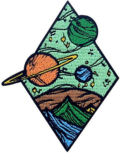 Aufnäher, bestickt, Design: Universum Diamant Weltraumplaneten, zum Aufbügeln oder Aufnähen
