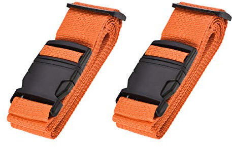 sourcing map 2Stk. Koffergurte mit Schnallenaufkleber 2Mx5cm PP Verpackungszubehör Orange