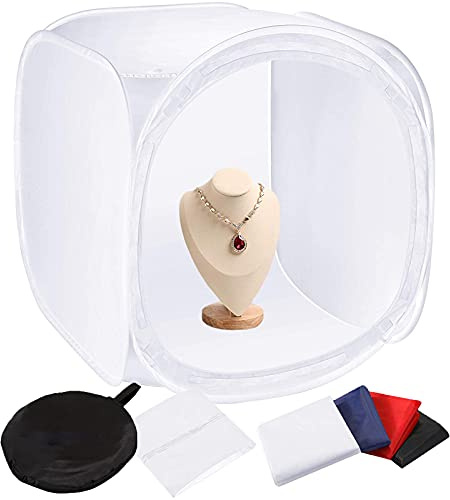 Fotostudio-Softbox-Beleuchtungszelt, 60 cm, Foto-Lichtbox, Schießzelt mit 4 farbigen Hintergründen, faltbares Lichtzelt mit Tragetasche für Videoaufnahmen, Produktdisplay