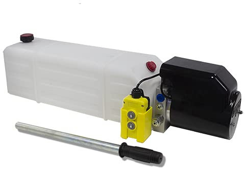 Flowfit Paquete de energía hidráulica de acción única de 24V DC con tanque de 13L y reserva tanque de bomba de mano ZZ016208