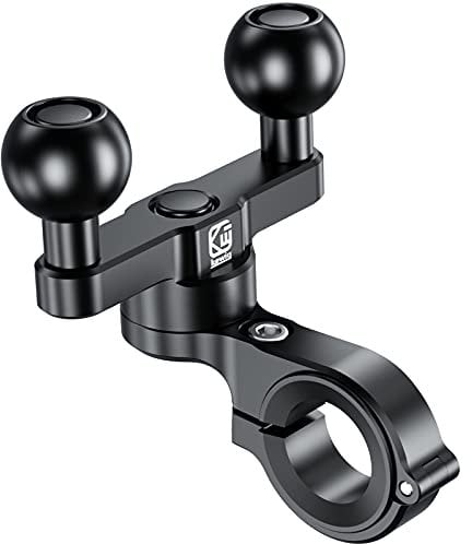 BRCOVAN Aluminiumlegierung Lenker-Montagebasis mit Zwei 1-Zoll-TPU-Kugel für Schienen mit Durchmesser von 0,5''/0,87''/1''/1,26'', Kompatibel mit RAM Mounts B Größe 1-Zoll-Kugel-Doppelsockelarm