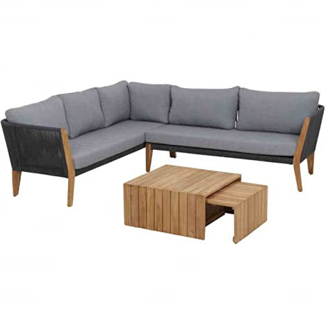 Siena Garden 4-TLG Lounge-Sitzgruppe Parma Aluminium/Rope anthrazit/Teak